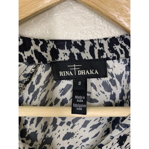 Anthropologie Rina Dhaka Jalisco Peasant Top Size Small S Animal Print Tassels - Picture 3 of 6